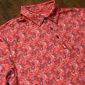 Bogey Bros Leggy Liberty Golf Polo Shirt Mens Size L Performance AOP Stretch